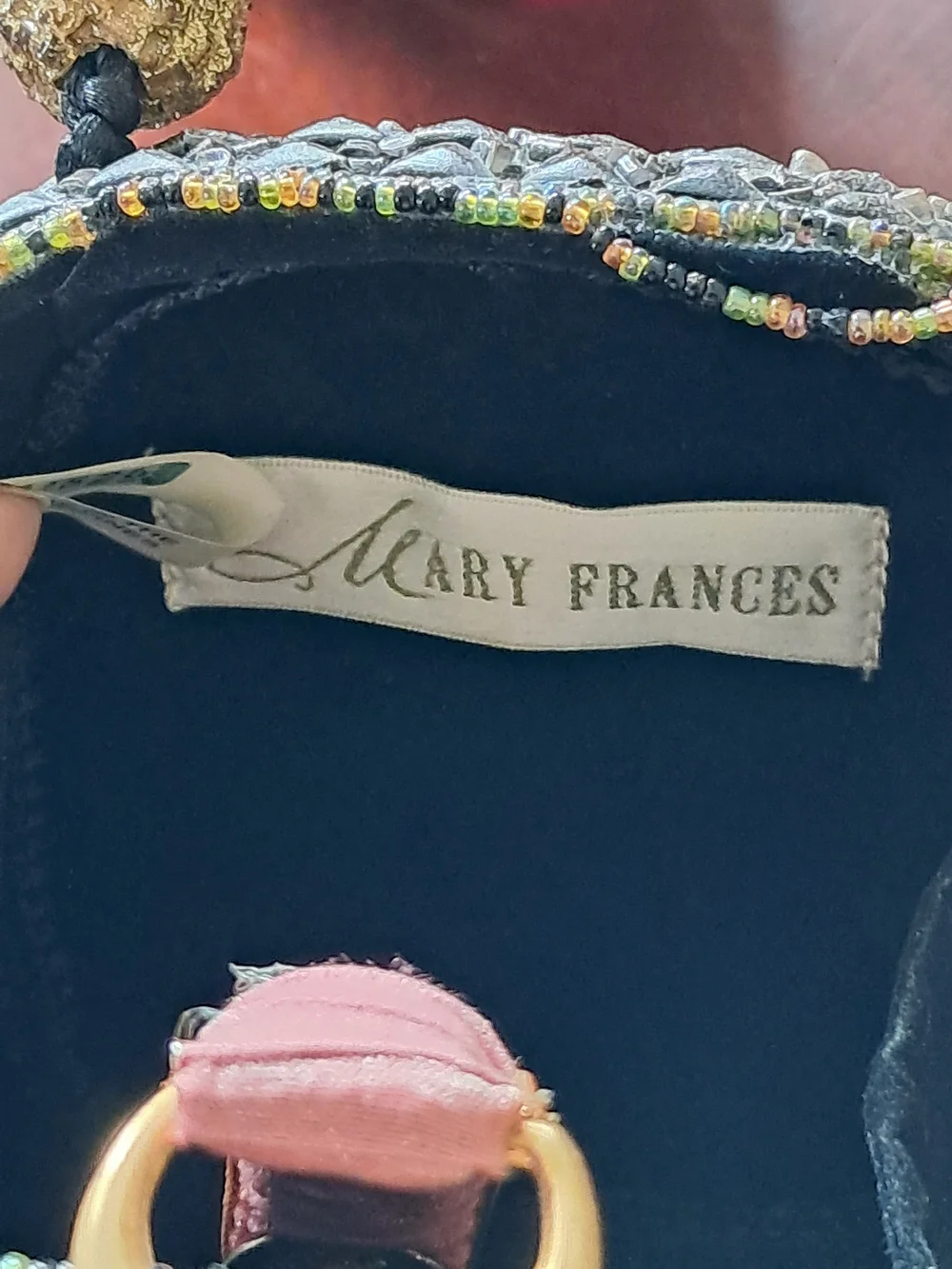 Mary Frances Pink and Gold Beaded Floral Wristlet - Picture 12 of 17